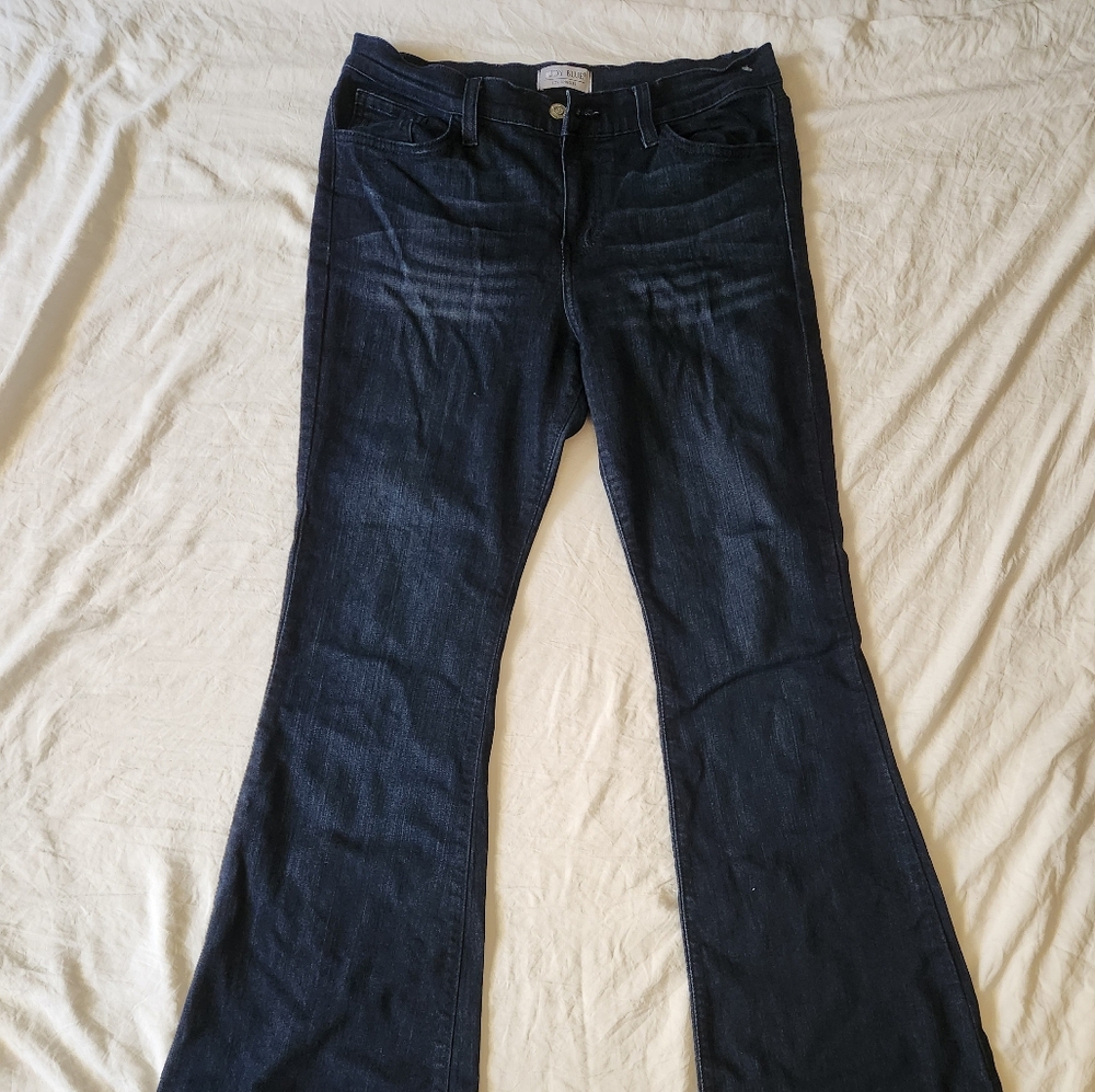 Judy Blue Flare Jeans Women's 13/31 Dark Wash Denim Non-Distressed Style 8351